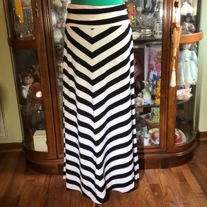 Black and white striped fold over waist maxi